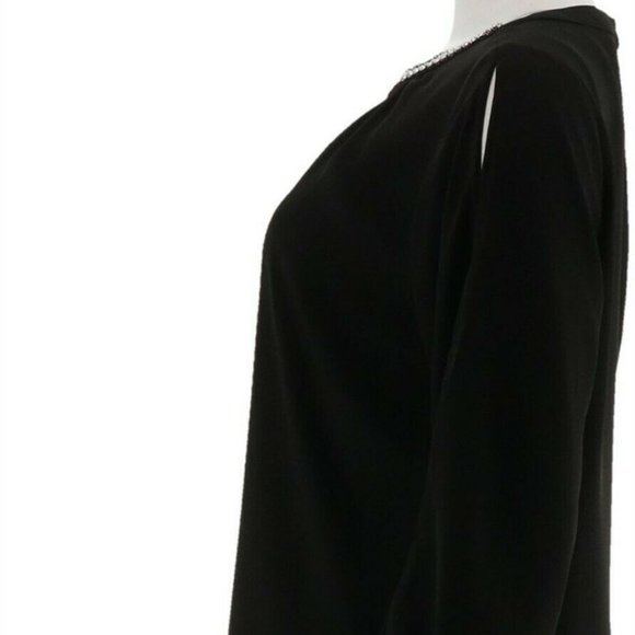 NWT DENNIS BASSO COLD SHOULDER BLOUSE TANK SET BLACK - Picture 5 of 15